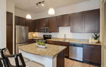 Granite countertops in kitchen